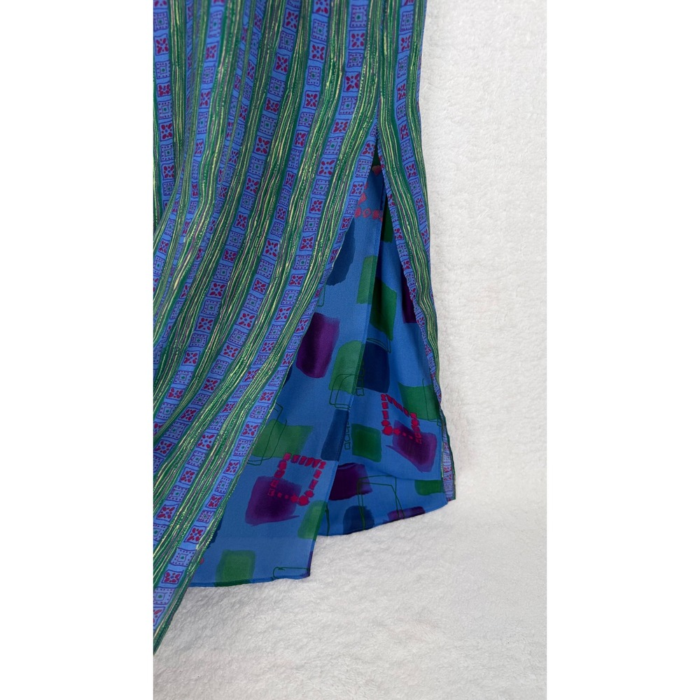Unbranded Reversible Maxi Dress Womens XL Blue Green Abstract Stripe Sleeveless - Picture 4 of 7